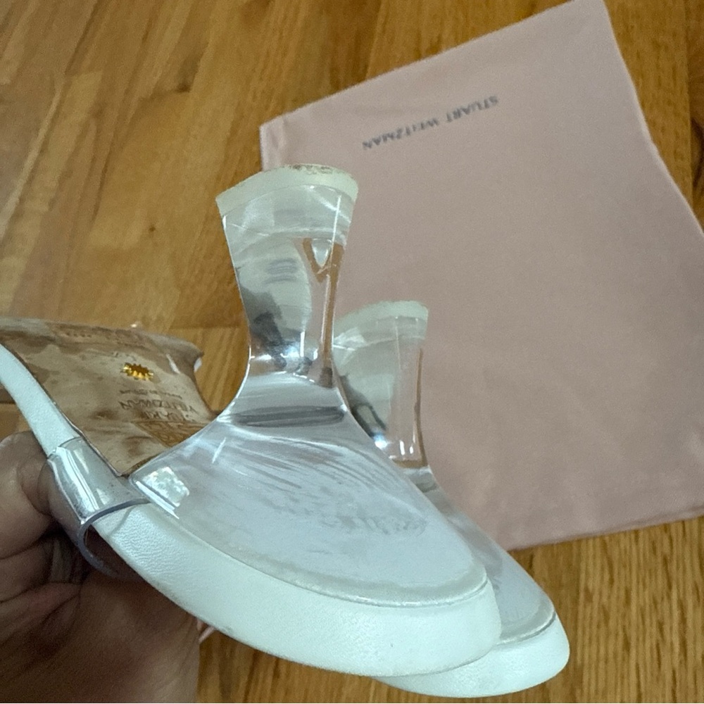 STUART WEITZMAN Women's Size 8.5US 39EU Clear/White Kristal Clear Sandals - Picture 4 of 9
